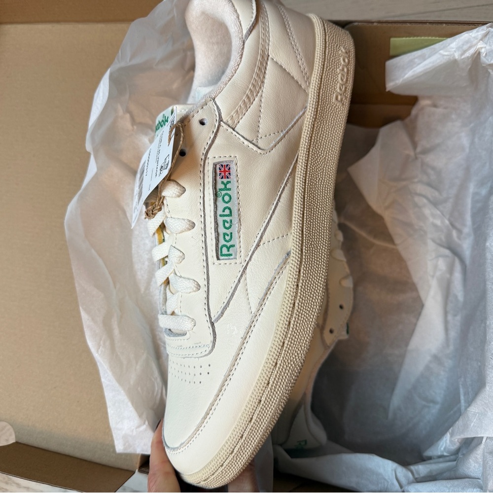 Reebok Off-White Sneakers with Green Accents